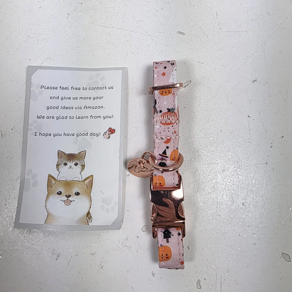 Urban Outfitters Light Pink Pumpkin Print Collar with Rose Gold Hardware